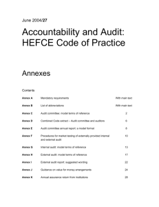 Audit committee: model terms of reference