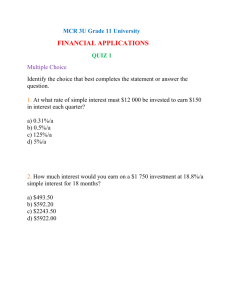 MCR 3U Financial Applications Quiz 1