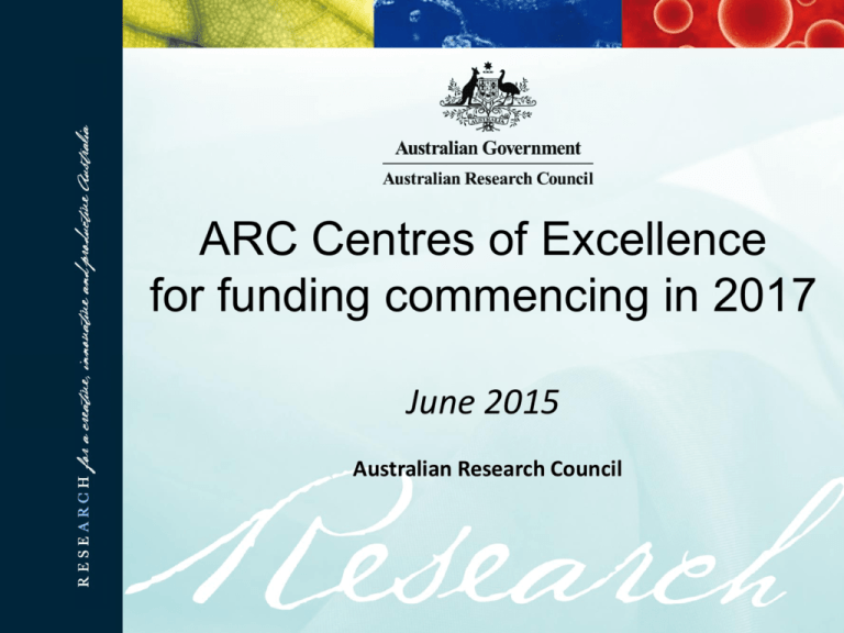 ARC Centres of Excellence for funding commencing in 2017