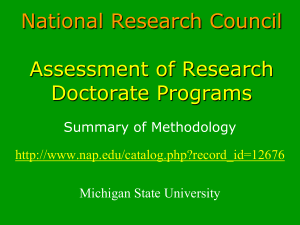 The NRC Assessment of Doctoral Programs