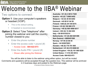 Welcome to the IIBA Webinar