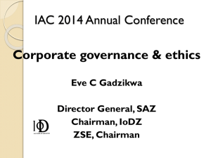 Corporate governance & ethics by Director General-SAZ