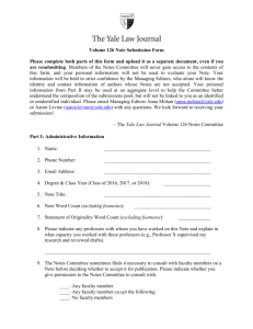 Volume 126 Note Submission Form Please complete both parts of