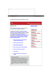 Corporate Law Bulletin 169 - Melbourne Law School