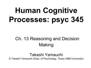 Ch. 12 Reasoning and Decision Making