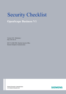Security Checklist - BusinessCom / Televersal Portal