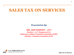 sales tax on services - Karachi Tax Bar Association