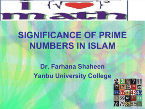 Significance of Prime Numbers in Islam-DFS-YUC