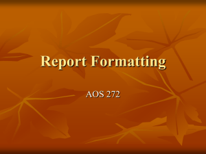 Report Formatting
