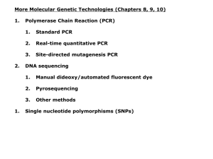 PCR, DNA Sequencing, & Single Nucleotide Polymorphisms (SNPs)