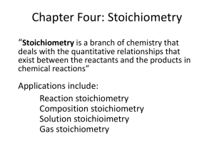 Stoichiometry: Quantitative Information about chemical reactions