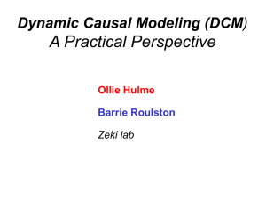 Dynamic Causal Modelling (DCM) The Practical Perspective