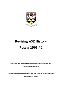 Revising AS2 History Russia 1903-41 I will use this booklet to break