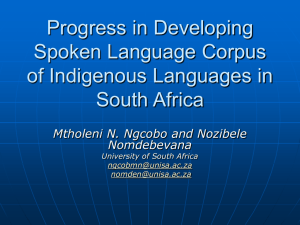 The Spoken Language Corpus Project (SLCP)