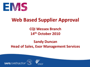 Web Based Supplier Approval CQI Wessex Branch 14 th October