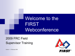 Welcome to the FIRST Webconference