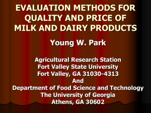 QUALITY STANDARDS FOR DAIRY PRODUCTS