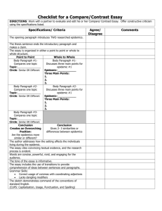 Checklist for a Compare/Contrast Essay