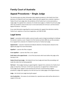 Appeal Procedures - Single Judge