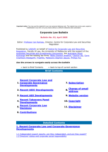 Corporate Law Bulletin 92 - April 2005