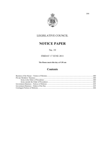 notice paper 19 - 17 june 2011 s