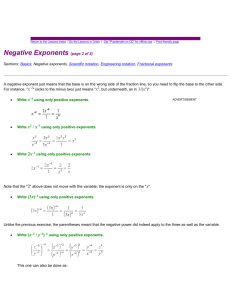 Negative Exponents - moshi secondary school