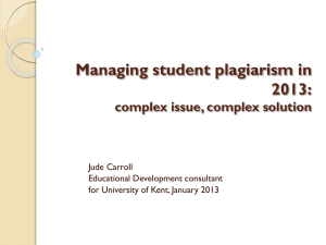 Managing Student Plagiarism in 2013