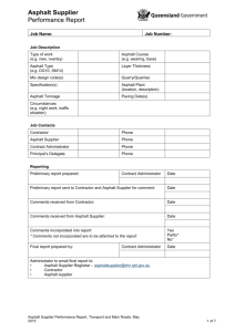 Asphalt Supplier Performance Assessment Report Form