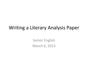 Writing a Literary Analysis Paper