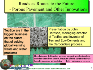 Roads as Routes to the Future - Pervious Pavement and