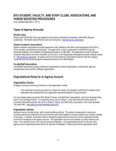 Types of Agency Accounts - BYU Organization Management System