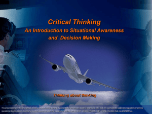 Critical Thinking An Introduction to Situational Awareness