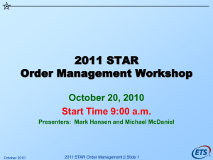2011 STAR Order Management Worksshop