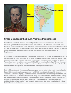 Simon Bolivar and Venezuela and Colombia