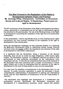The Way Forward in the Realization of the Right to Development