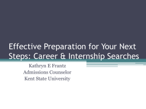Effective Preparation for Your Next Steps: Career & Internship