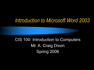 Introduction to Microsoft Word 2003