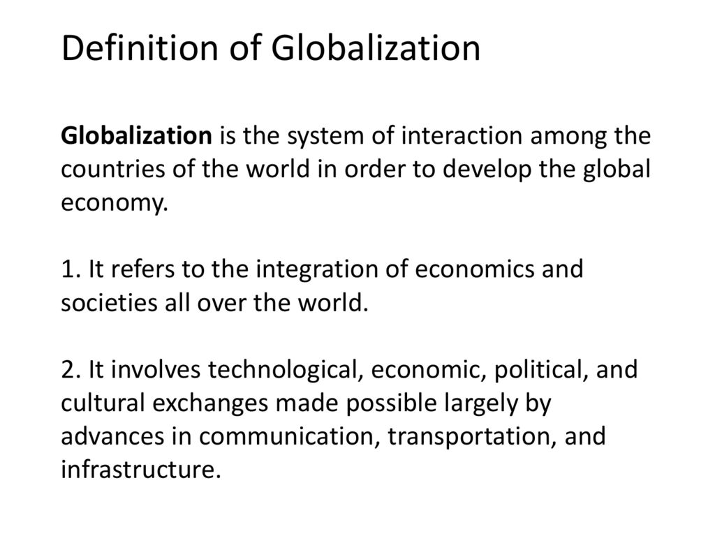 economic globalization meaning essay