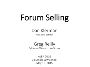 Forum Selling Dan Klerman USC Law School Greg Reilly Cal