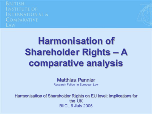 Harmonisation of Shareholder Rights – A comparative analysis