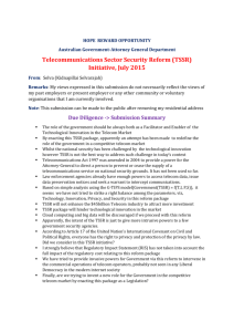 Telecommunications Sector Security Reform (TSSR)