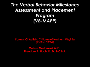 The Verbal Behavior Milestones Assessment and Placement - POAC-NoVA