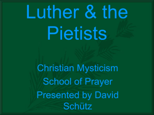Luther and the Pietists - Catholic Archdiocese of Melbourne