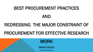 best procurement practices and redressing the major constraint of