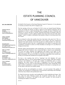 THE ESTATE PLANNING COUNCIL OF VANCOUVER 2013– 2014
