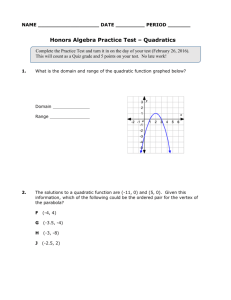 Quadratics Practice Test