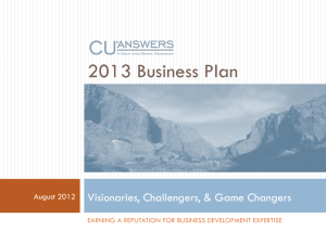 2013 CU*Answers Business Plan Summary