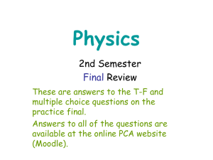 Physics 2nd Sem Final Review 2014