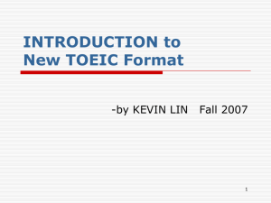INTRODUCTION to TOEIC