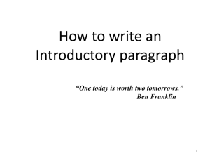 How to write Introductory paragraphs